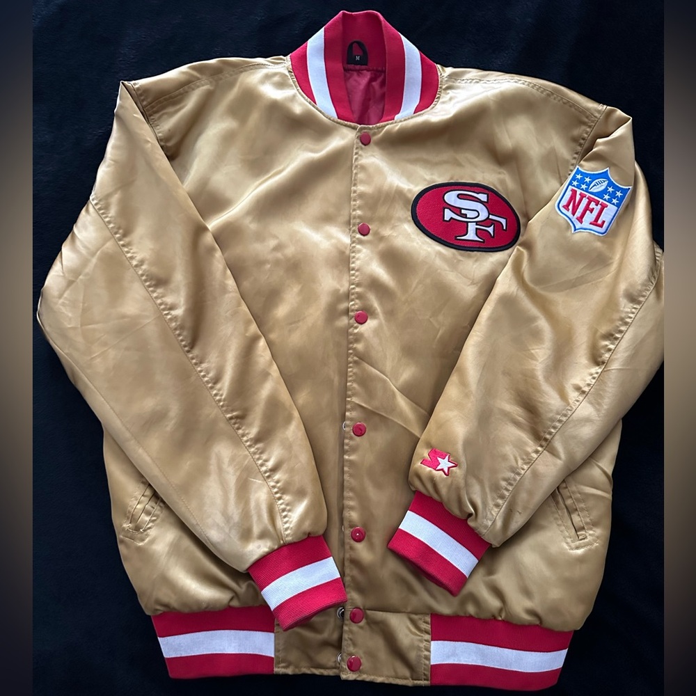 San Francisco 49ers Gold Starter Satin Jacket Size Medium (Fits like a Large)